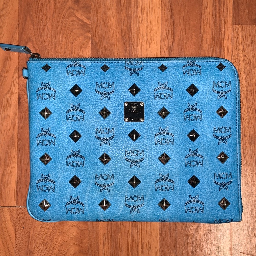 Authentic MCM Visetos Logo Leather Portfolio Organizer